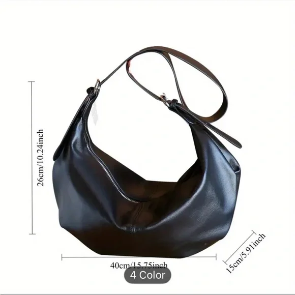 Navy Leather Hobo Sling Shoulder Bag - Picture 4 of 4